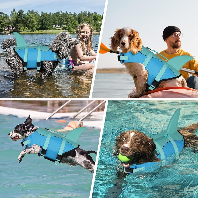 Dogcheer Dog Life Jacket, Cute Shark Dog Life Vest for Swimming Boating with Superior Buoyancy and Rescue Handle, Adjustable Puppy Floating Swim Vest for Small Medium Large Dogs(Pool Blue,M) - Image 5